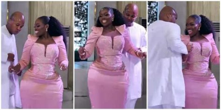 Curvaceous Ebony Bride Rocks Stylish Pink Dress for Her Special Day, Wows Fashion Lovers