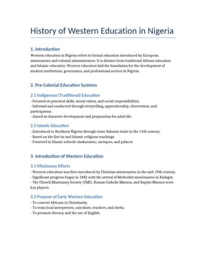 History of Western Education in Nigeria
