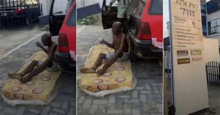 "Naira Scarcity": Sick Old Man Storms Keystone Bank with Bed, Says He Needs His Money
